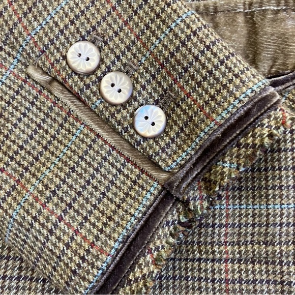J. Jill Wool Blend Plaid Tweed Blazer w Velvet Trim Y2K Academia Preppy Sz 8 - Picture 14 of 16